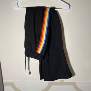 Black Joggers with Rainbow Stripes - Size S